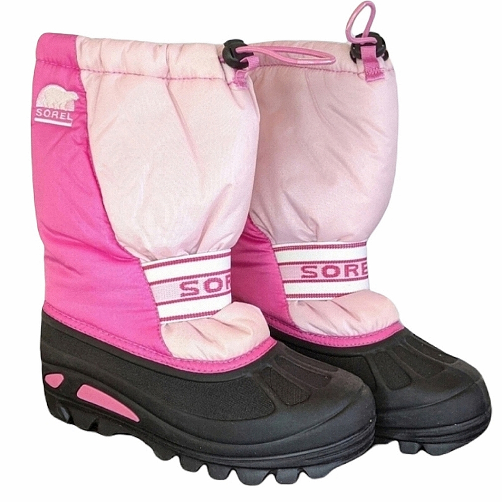 Sorel pink frost & white cub all weather boots